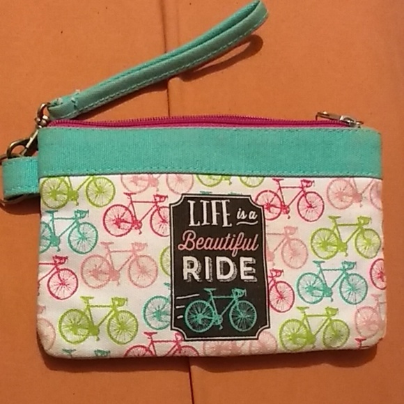 Life is a beautiful ride cosmetic bag wristlet - Picture 1 of 6